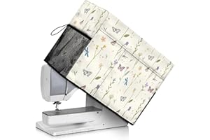 Goronwyfloyd Butterfly and Floral Pattern Sewing Machine Cover with Sewing Machine Tools Storage Compatible with Single and Brother Sewing Machine Lightweight and Machine Washable