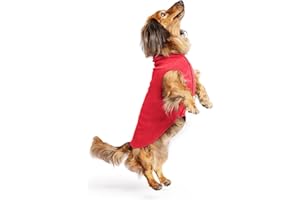 Gold Paw Stretch Fleece Dog Coat, Stretchy Pet Sweater, Machine Washable Pullover for Winter and Fall, Red, 12