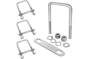 ZIQI 4Pack Square U-Bolts 3-1/16" W x 5-5/16" L, 304 Stainless Steel U Bolts M12 with Washers & Nuts for Replacement Parts and Accessories for Ski Boat, Fishing Boat or Sailboat Trailer