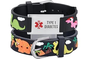 LinnaLove Medical Alert Bracelets Cartoon Emergency ID bracelets with Engraved