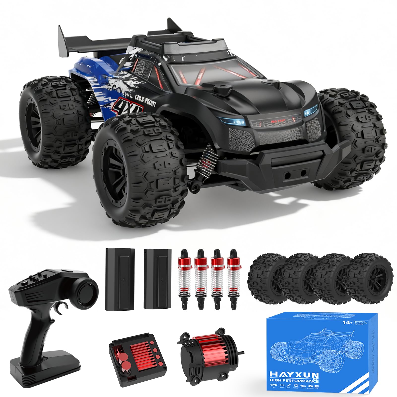Photo 1 of 1:16 Scale 4WD RC Car for Adults, 40KM/H All Terrain Remote Control Truck - 2.4Ghz High Speed Electric Vehicle With 2 Rechargeable Modular Batteries, 3-Speed Modes, Multi-Lights Gift for Men & Teen