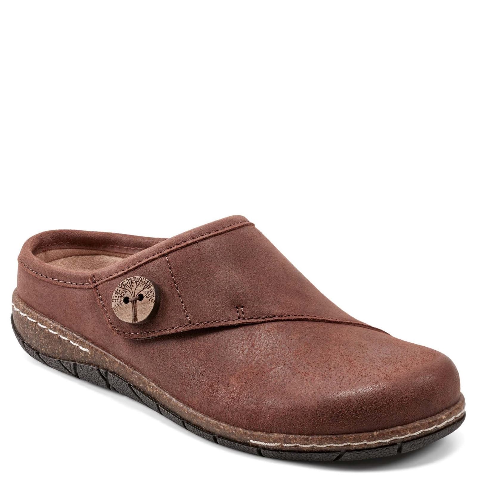 Earth Footwear, Ezra Round Toe Casual Slip-on Flat Clog, Dark Brown 200, 5 M