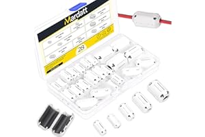 Mardatt 28Pcs 5 Sizes Clip-on Ferrite Ring Core RFI EMI Noise Suppressor Cable Clip for 3.5mm/ 5mm/ 7mm/ 9mm/ 13mm/ Diameter Cable, White