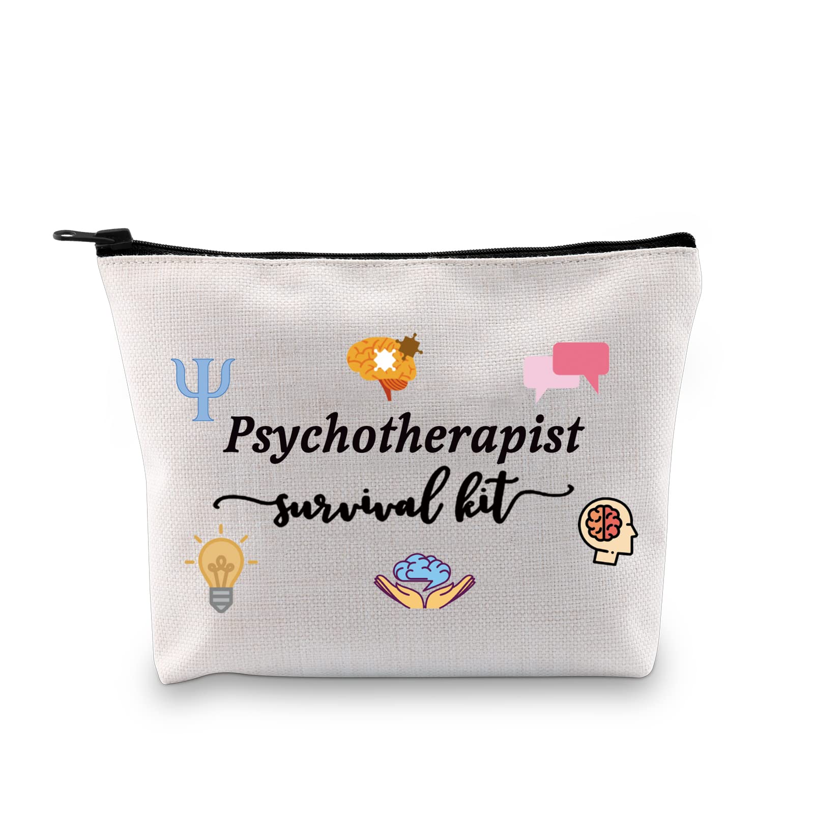 JTOUK Psychotherapist Gift Mental Health Therapist Makeup Bag Psychotherapist Survival kit Thank You Gift for Psychological Counselor Teacher (Survival Psychotherapist Bag EU) — image 1
