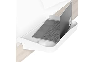 SIDEKIIX Bedside Shelf for Bunk Beds, Lofts & Bed Frames - Heavy Duty Storage Table and Tray Fits Laptops, Book & Drinks - Great for Students College Dorm Room & Kids Bedroom to Replace Nightstand (White)