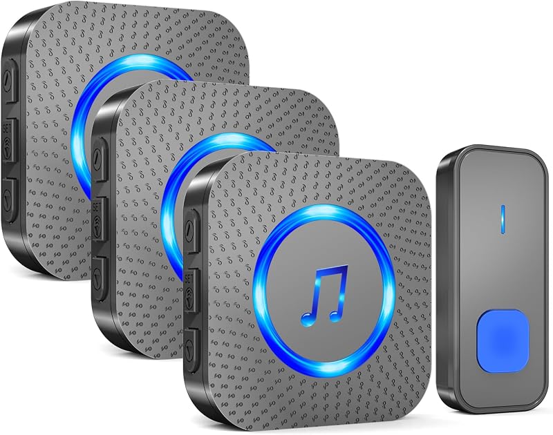 Surfou Wireless Doorbell 1300 ft Long Range LED 55 Melodies 5 Volume
