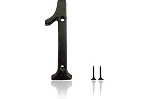 HOMUS 5.5 Inch House Numbers, Cast Iron House Numbers for Outside, Address Numbers for Houses, Farmhouse, Garage, Shop, Offices, Hotel, NUMBER 1