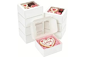 JOHOPACK 40 Pack Cookie Boxes 4x4x2 Inch Bakery Boxes with Window Treat Boxes Chocolate Covered Strawberries Boxes for Christ