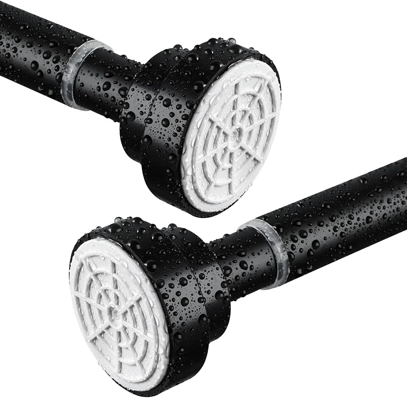 FRENESSA Shower Curtain Rod Stainless Steel Adjustable No Drill 115-185cm Black