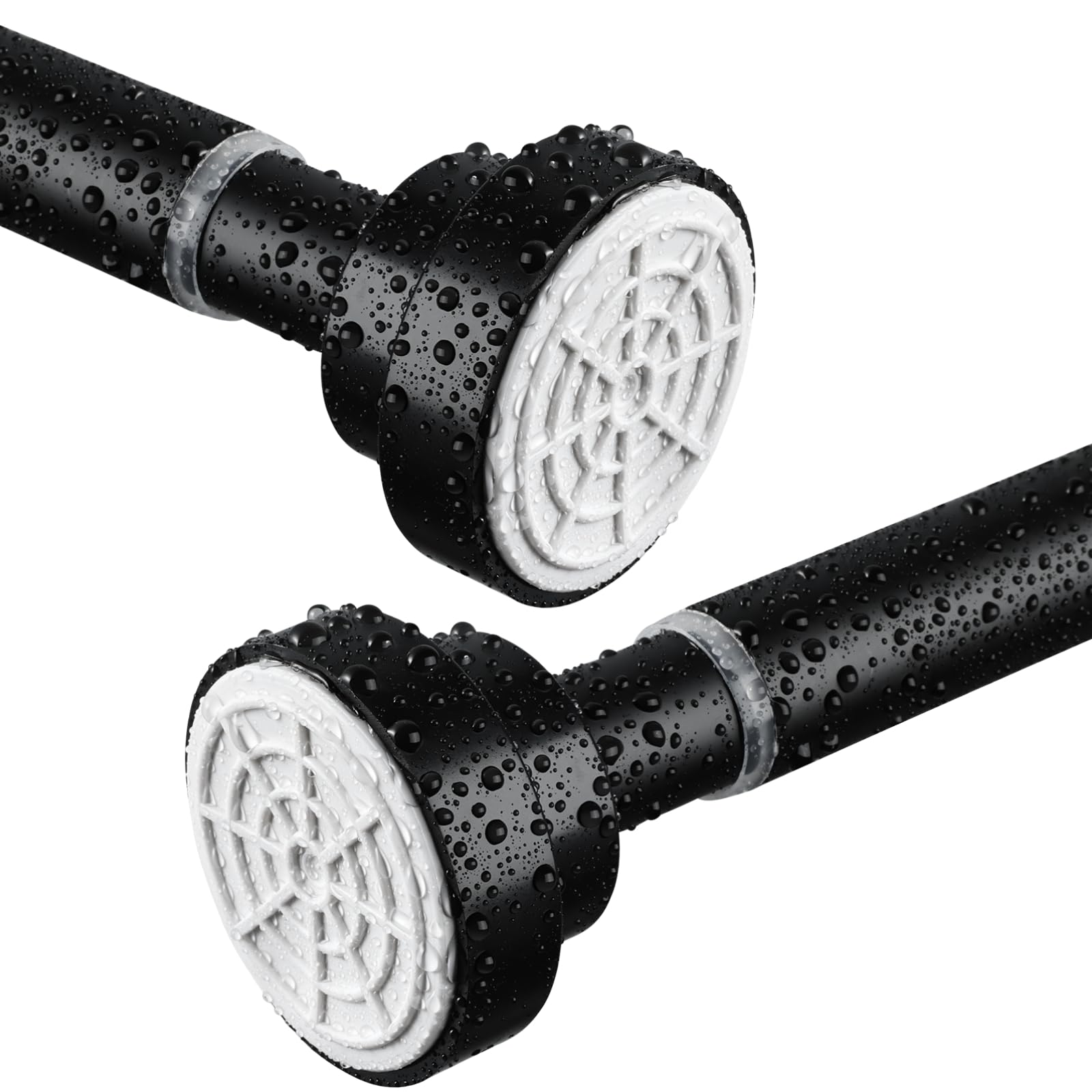 Shower Curtain Rod, Stainless Steel Extendable Shower Curtain Pole Tension Rods for Curtain No Drilling Shower Curtain Rail Net Curtain Poles for Bathroom Window Kitchen Wardrobe 115-185cm,Black