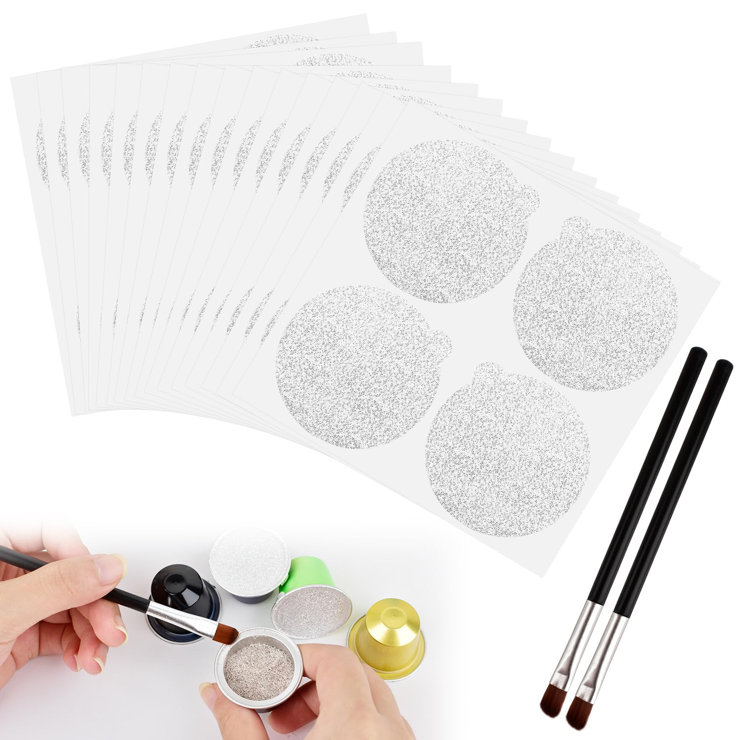 Photo 1 of 200PCS 37mm Aluminum Foil Lids Seals For Reusable Nespresso Pods Coffee Pods Stickers Compatible with for Nespresso Original Line Capsule Aluminum Espresso Lids Cover Seals 37mm with 2 Brushes