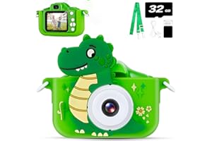 MOODMOON Kids Camera Toys,Digital Camera for Kids,Toddler Camera with Video,Christmas Birthday Gifts for Girls Boys Age 3-12,32GB SD Card and USB Card Reader Included (Dinosaur-Green)
