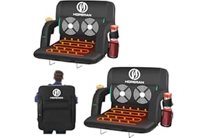 HOPERAN Massage Heated Stadium Seats for Bleachers with Back Support & Lumbar Pillow, 3 Level Heating & 6 Modes Massage Portable Heated Stadium Chairs for Bleachers