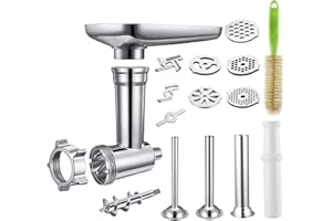 Gdrtwwh Food Grinder Attachment Compatible with All KitchenAid Stand Mixers,Includes 3 Sausage Stuffer Tubes