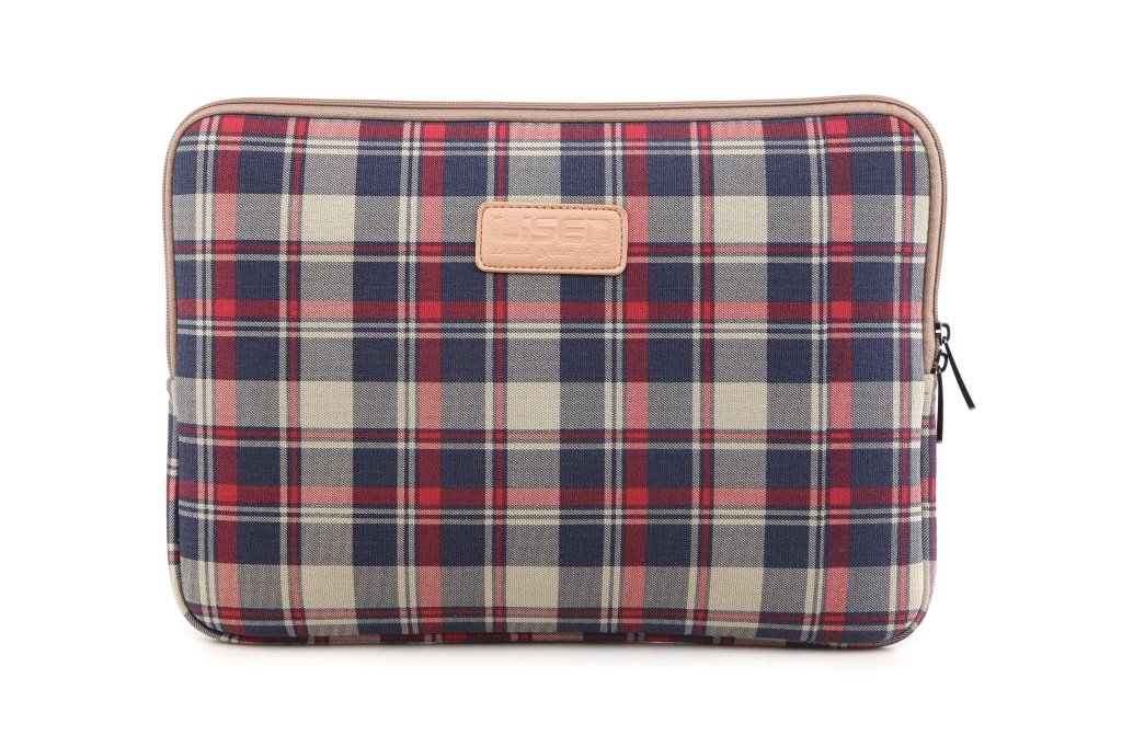 fdsmall Laptop Sleeve, 13-13.3 Inch, Notebook Carrying Case - Waterproof, Shock Resistant Bag (Plaid Wine Red)