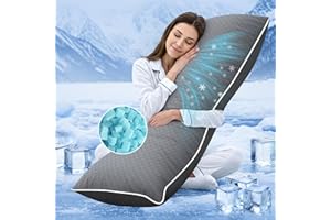YZ HOME Cooling Body Pillow for Adults- Pillow Insert with Shredded Blue Memory Foam, Soft Support for Side Sleepper, Pregnant Women, Back Pain Relief, Washable Pillowcase (20x54 Inch, Grey)