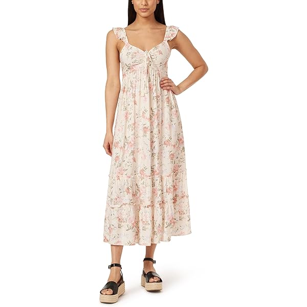 Amazon.com: Mikarose Women's The Eden Flutter Sleeve Tiered Empire Waist  Modest Maxi Dress (Lavender Hydrangea, Medium) : Clothing, Shoes & Jewelry