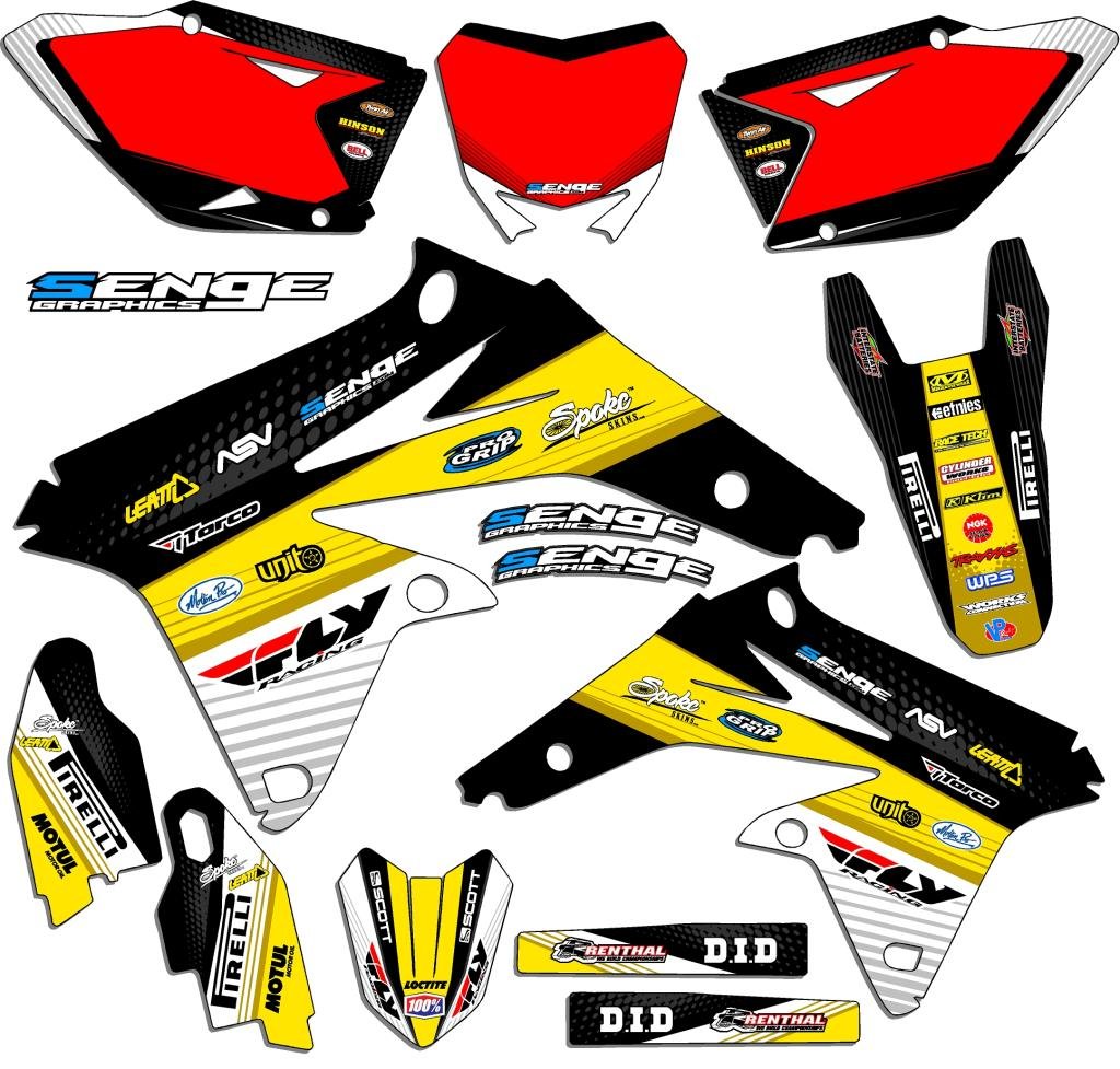 センジグラフィックス2001 &ndash; 2007 Suzuki DRZ 125、Ricochetブラックグラフィックキット   B01N5VP6JU