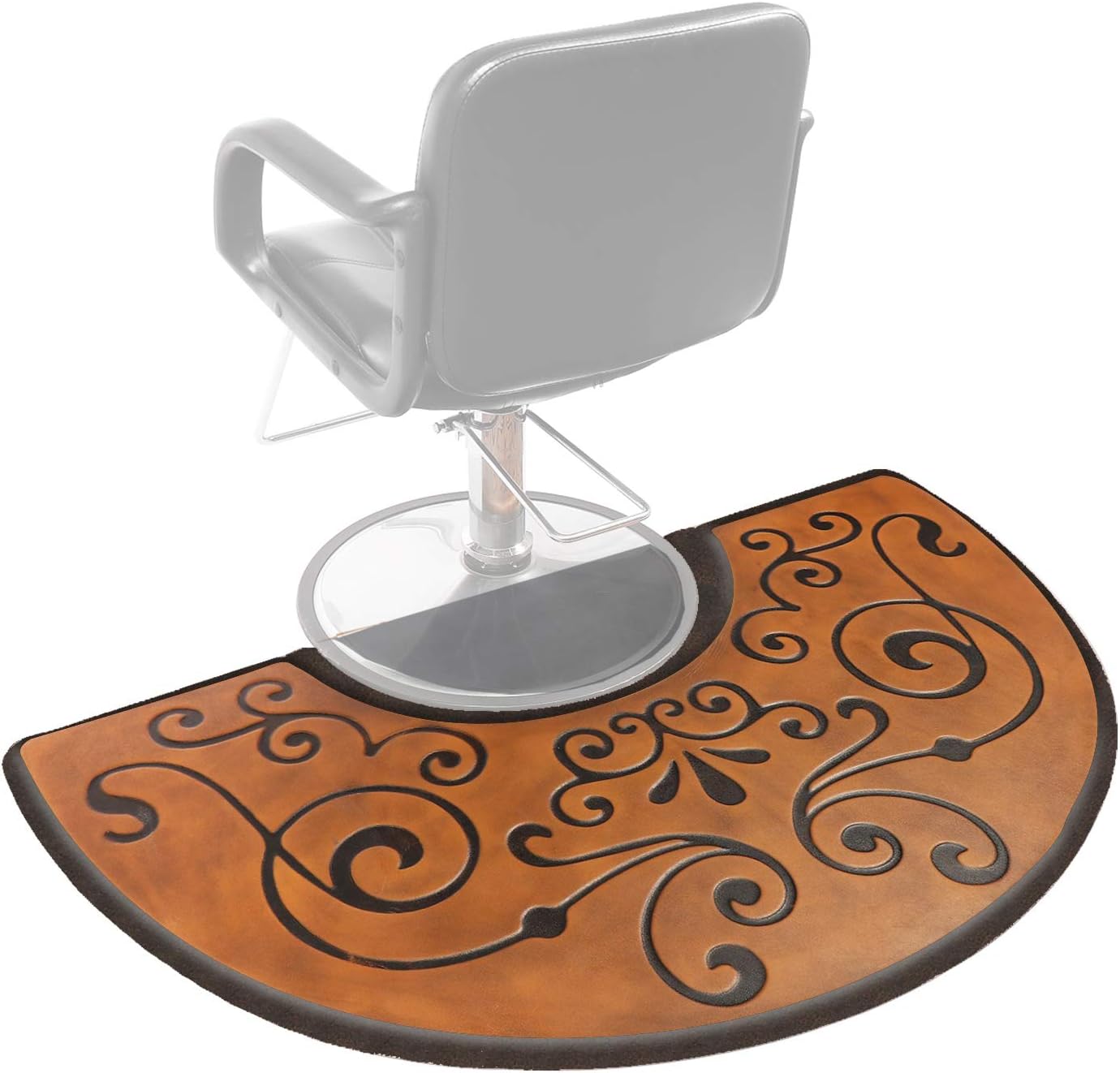 Amcomfy 3 ft. x 5 ft. Anti Fatigue Semi Circle Salon Mat for Hair Stylist Anti-Slip Antique Series Salon & Barber Shop Chair Floor Mat (3' x 5' x 5/8'', Antique Light): Kitchen & Dining