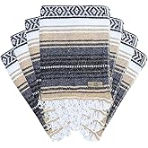 Open Road Goods Bulk Falsa Blankets - Handwoven Authentic Mexican Falsa - Great for Weddings, Yoga, Beach, Picnics, or Mexican Throw! (Tan, 7 Pack)