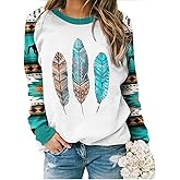 Womens Long Sleeve Shirts Western Aztec Print Fit Tops Fall Casual Fashion Round Neck Blouses