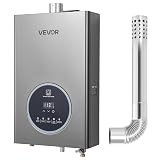 VEVOR Gas Tankless Water Heater, 4.3Gal Indoor 100000 BTU Instant Hot Water Heater, Smart Temperature Control & Clear LED Display & Multiple Security Protections for Whole House,Silver Gray