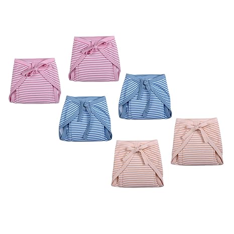 Superminis Baby Boy and Baby Girl Stripe Print Cotton Cushioned Nappies Combo (Pack of 6)