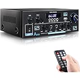 AK55 Stereo Amplifier Home Audio, Bluetooth 5.0 Max 450W Power Stereo Receivers 2.0 Channel Audio Amplifier for Speaker W/Remote Control/AUX/RCA/Echo/USB/2 MIC in for Home Party, Karaoke