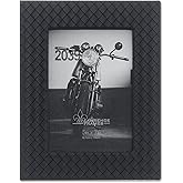 Lawrence Frames Vegan Leather Picture Frame, Diagonal Design, 5x7, Black