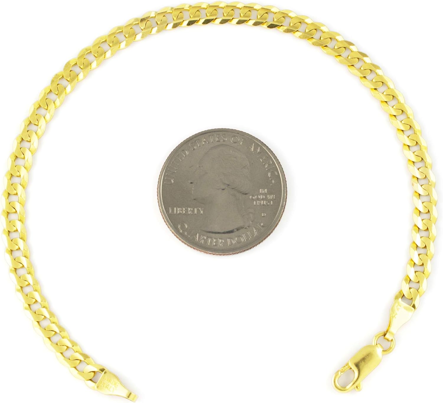 Nuragold 14k Yellow Gold 5mm Solid Cuban Curb Link Chain Bracelet or Anklet, Mens Womens Lobster Lock 8" 8.5" 9": Jewelry