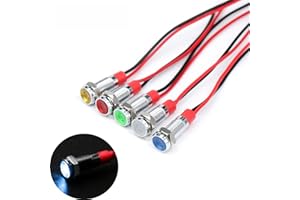 YQbonanza 10PCS 10mm (0.4 inch) AC/DC 12-24V LED metal indicator lights, waterproof signal lights, wired driving indicator lights, suitable for cars, trucks, ships, instrument panels (Blue LED)