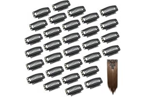 Dreamlover Wig Clips, 9 Teeth Stainless Steel Hair Extension Clips, Black, 30 Pieces
