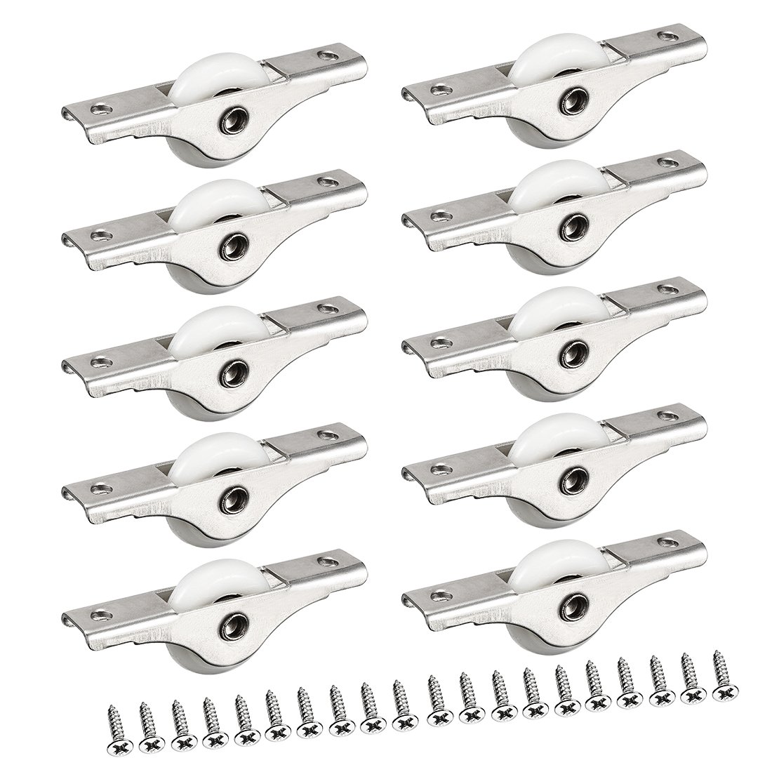 Sourcingmap 24mm Dia Nylon Single Wheel Electroplating Sliding Door Window Pulley 10pcs