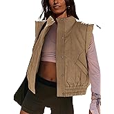 UANEO Womens Crop Vest Cropped Puffer Vest Quilted Lightweight Padded Gilet with Pockets