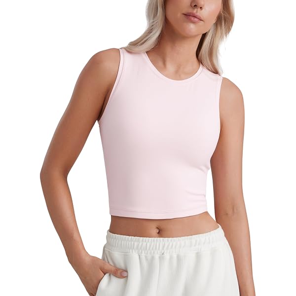MIFOCAL Women's Double Lined Crewneck Tank Top - Sleeveless Summer Crop Top, Soft & Non-See-Through - View #9