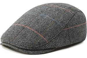 FEINION Men Wool Blend Flat Cap Tweed Newsboy Ivy Hat