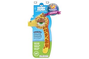 Handy Famm Real Metal Yellow Giraffe Hammer for Kids, Patented Safety Mouth Sleeve and Nail Remover, STEM DIY Tool for Children Ages 5 and Up