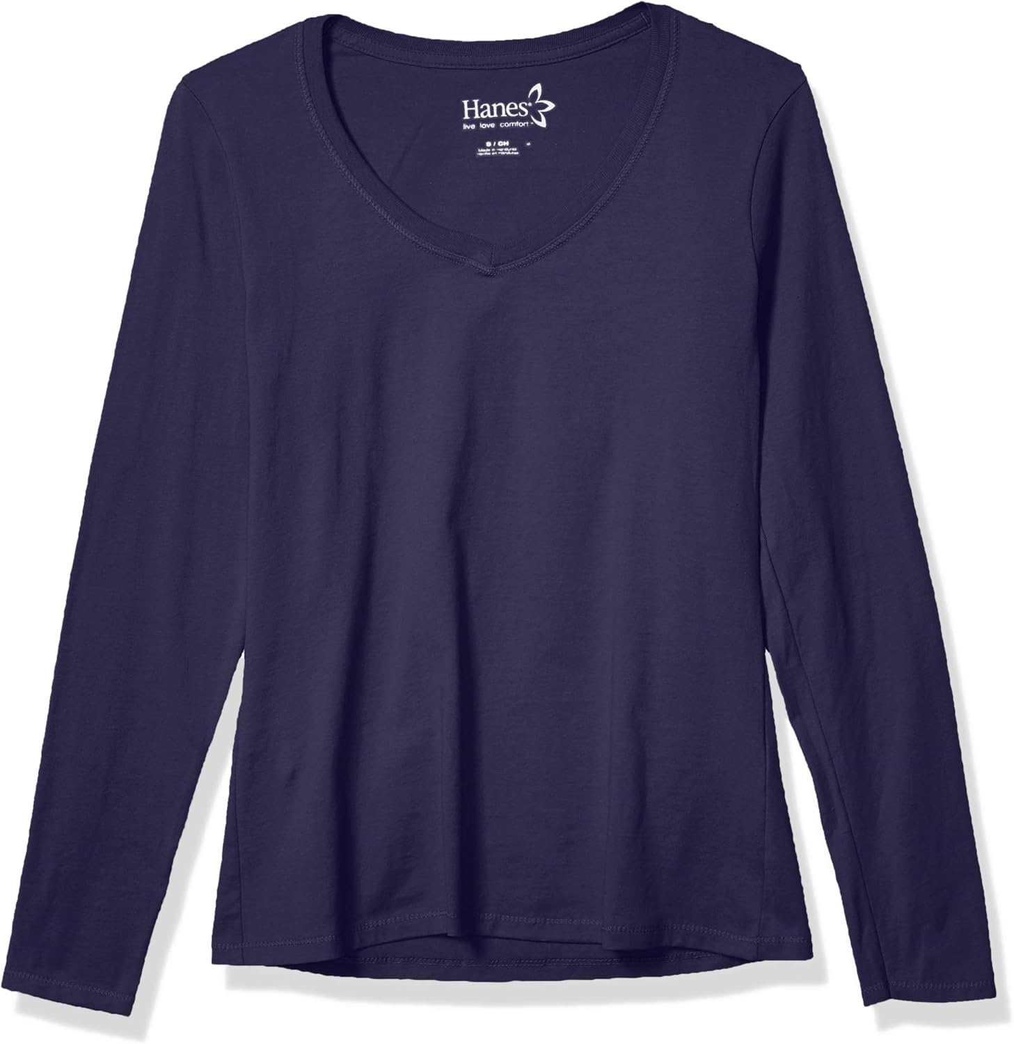 Hanes Women's V-Neck Long Sleeve Tee at  Women’s Clothing store