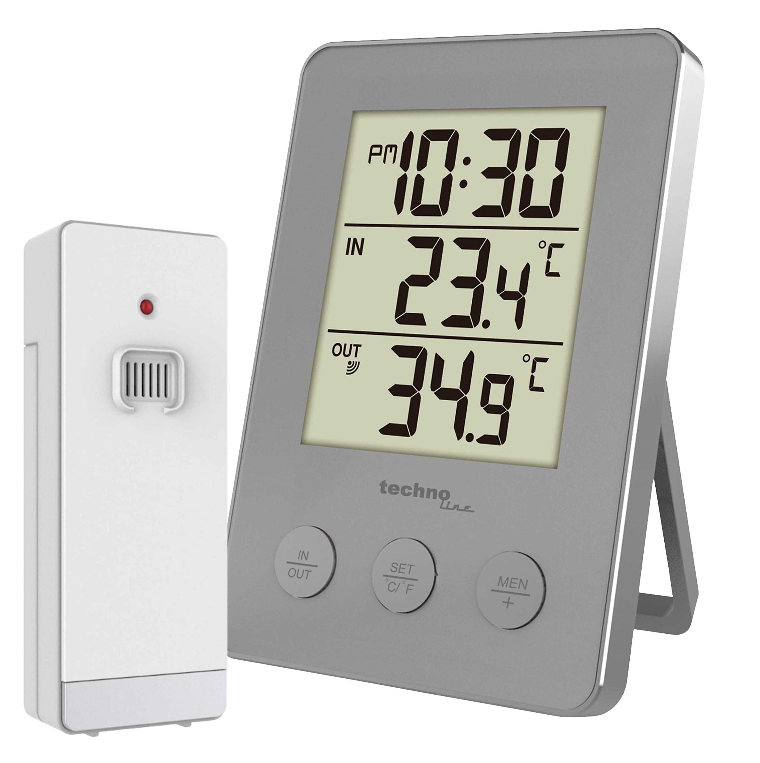 Technoline WS9175 Office Thermometer, Digital Thermometer with Indoor Temperature, Outdoor Temperature, Includes TX205 Outdoor Transmitter, 76 x 22 x 110 mm