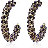 TaYolnFaSo Sparkly big Hoop Earrings For Women Statement Oval Rhinestone 18K Gold Plated Chunky Earrings Dainty Lightweight Earrings Trendy Jewelry