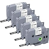 TZE-335 Compatible Label Tape Replacement for Brother TZe-335 TZe335 Label Maker Tape, White on Black, Use for PT-D200 PT-D210 PTH100 PT-D400, 0.47" x 26.2'(12mm x 8m), 5 Packs New