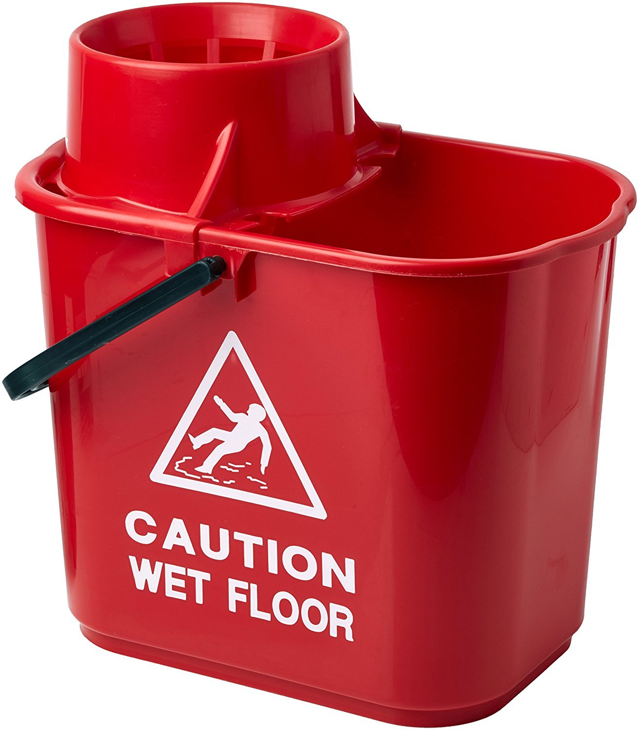 2Work Plastic Mop Bucket with Wringer 15 Litre Red CNT00684