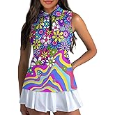 POLERO Sleeveless Women Golf Shirts Zip Up V Neck Workout Tops with Collar Casual Athletic Shirt
