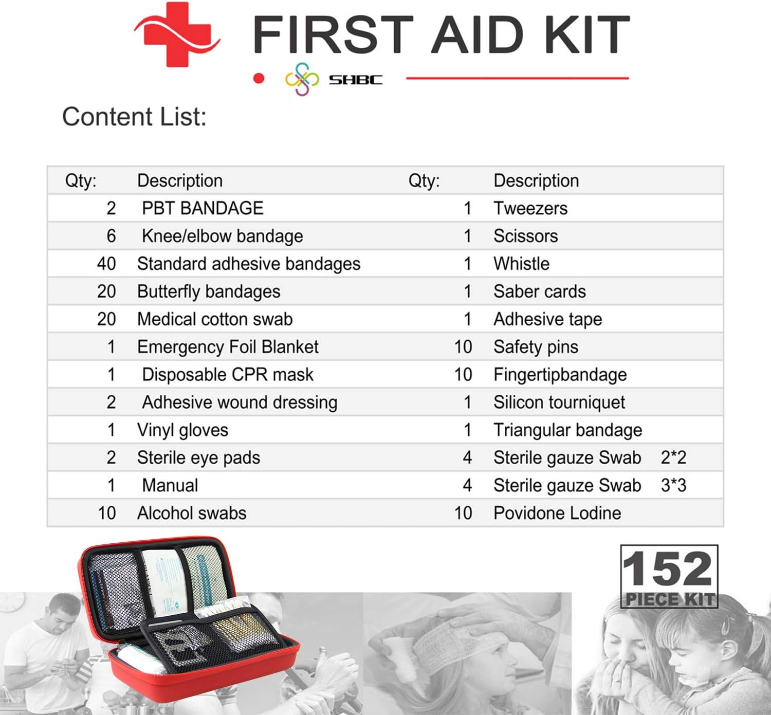 SHBC Compact First Aid Kit (139 Piece) Adventure Medical Kits Waterproof- Includes Emergency Blanket, Fire Starter, Compass, Wire Saw for Survival, Home, Car, Camping, Hiking, Hunting, Sport: Health & Personal Care
