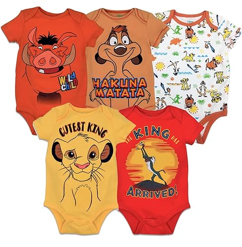 Disney Lion King Infant Baby Boys Pack Short Sleeve Bodysuits
