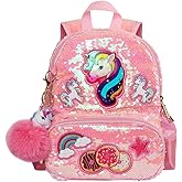 LSSAGOON Unicorn Sequins Backpack for Girls,Toddler Kids Schoolbag,Bookbag for Kindergarten Elementary,Gift for Birthday Xmas.