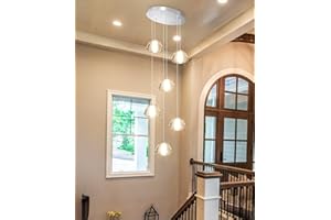 dolria 6-Lights Pendant Lighting for Entrance Modern Crystal Chandeliers LED Crystal Hanging Lights for Dining Room Bedroom Foyer Staircase Living Room 3000K