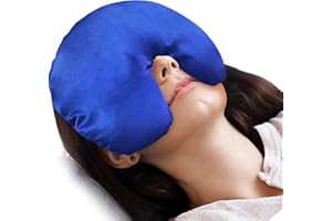 Atsuwell Sinus Mask, Warm Cold Compress Eye Mask for Dry Eyes, Weighted Eye Pillow Microwavable Face Heating Pad for Soothing Sinus Pressure and Relaxation, Blue