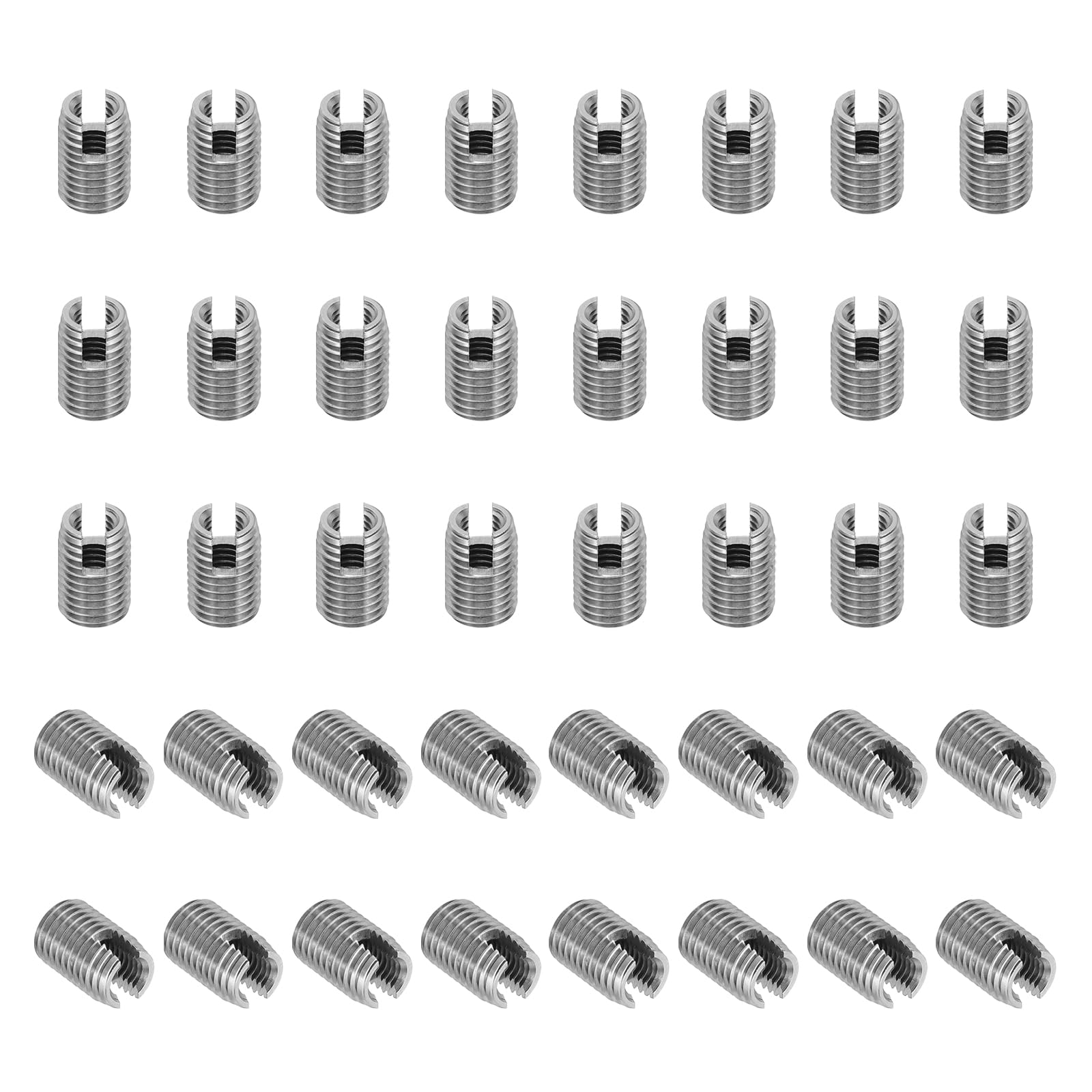 PATIKIL Self-Tapping Threaded Inserts, 40 Pcs M5 x M8 x 12mm 303 Stainless Steel Thread Adapter Reducer Slotted Screw Repair Inserts Nuts Sleeve — image 1