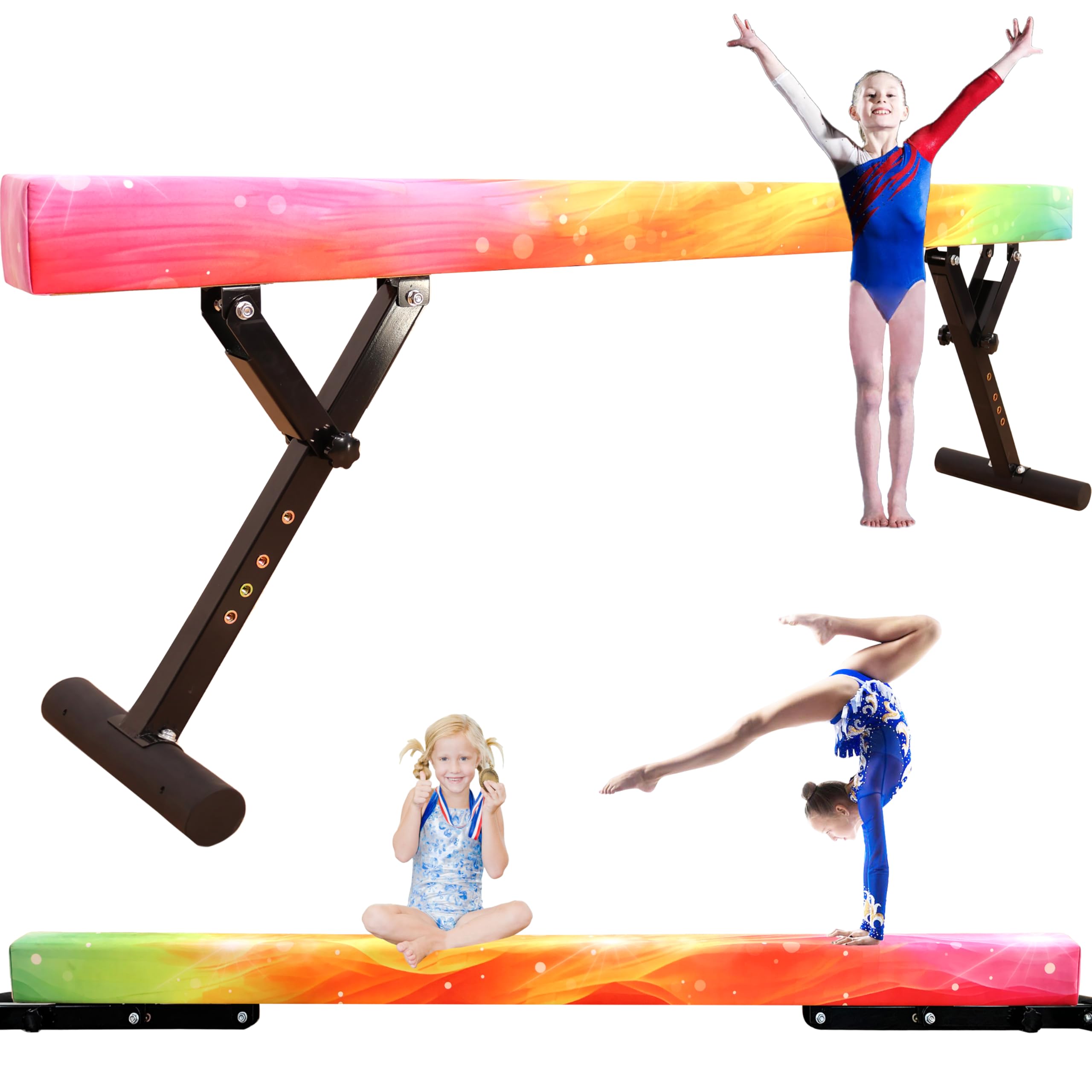 MARFULA Adjustable Balance Beam 8 ft Gymnastic Beam Adjustable Height for Kids and Teenage of All Gymnastic Levels, Gymnastic Training Beam Gymnastic Equipment for Athlete Home and Gym Club Use Image